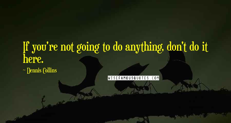 Dennis Collins Quotes: If you're not going to do anything, don't do it here.