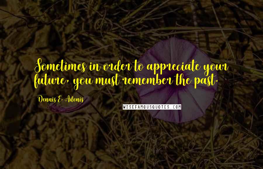 Dennis E. Adonis Quotes: Sometimes in order to appreciate your future, you must remember the past.