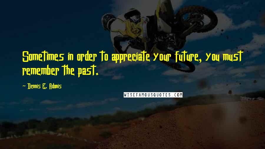 Dennis E. Adonis Quotes: Sometimes in order to appreciate your future, you must remember the past.