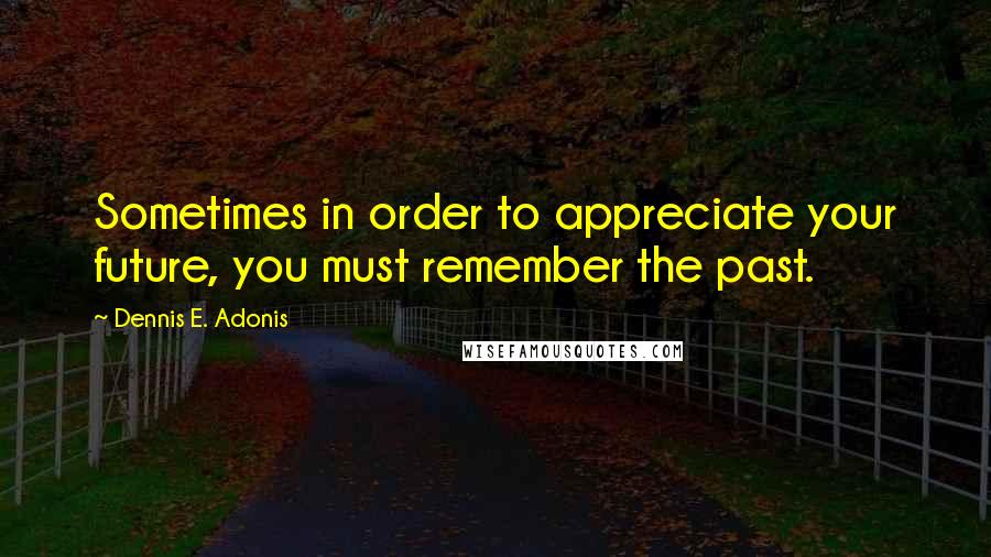 Dennis E. Adonis Quotes: Sometimes in order to appreciate your future, you must remember the past.