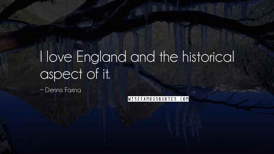 Dennis Farina Quotes: I love England and the historical aspect of it.