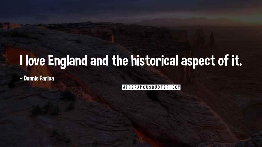 Dennis Farina Quotes: I love England and the historical aspect of it.