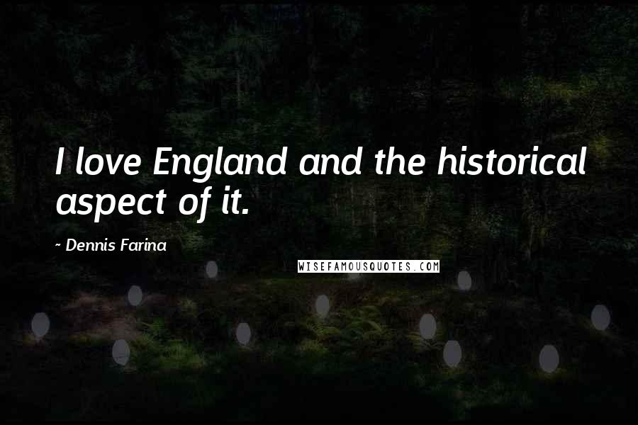 Dennis Farina Quotes: I love England and the historical aspect of it.