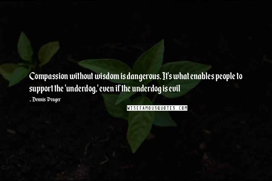 Dennis Prager Quotes: Compassion without wisdom is dangerous. It's what enables people to support the 'underdog,' even if the underdog is evil