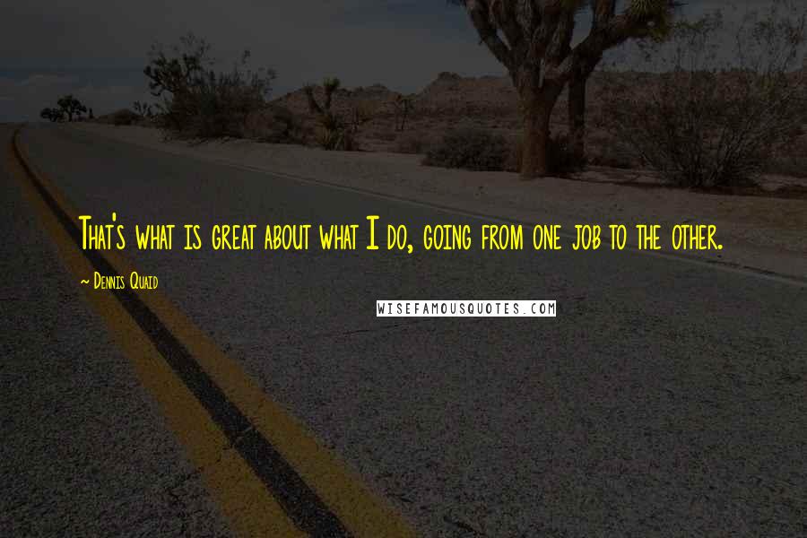 Dennis Quaid Quotes: That's what is great about what I do, going from one job to the other.