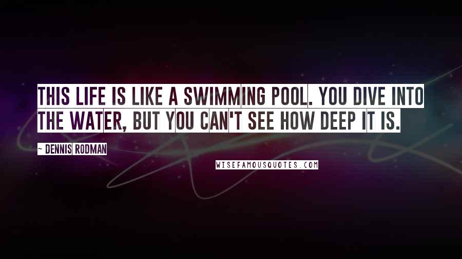 Dennis Rodman Quotes: This life is like a swimming pool. You dive into the water, but you can't see how deep it is.