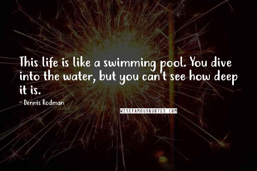 Dennis Rodman Quotes: This life is like a swimming pool. You dive into the water, but you can't see how deep it is.