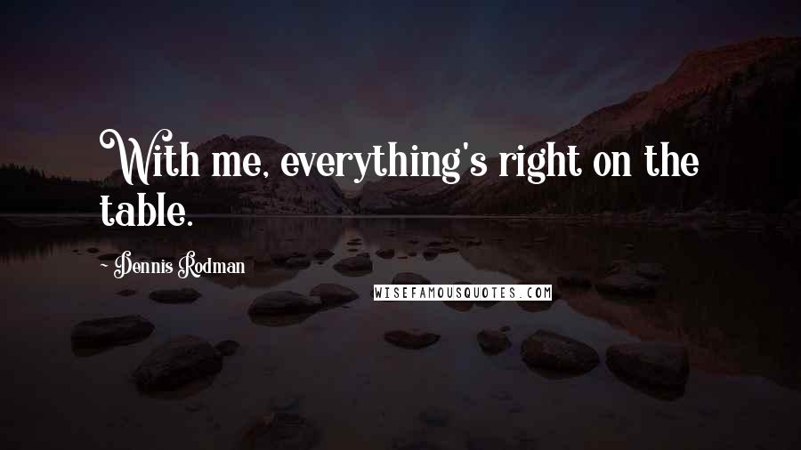 Dennis Rodman Quotes: With me, everything's right on the table.