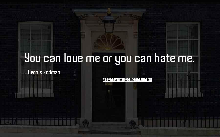 Dennis Rodman Quotes: You can love me or you can hate me.