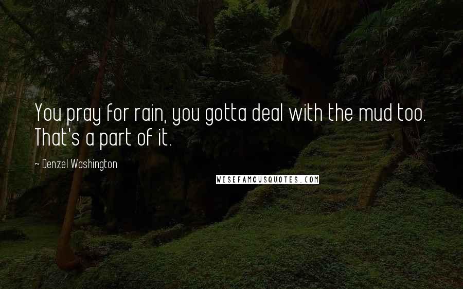 Denzel Washington Quotes: You pray for rain, you gotta deal with the mud too. That's a part of it.