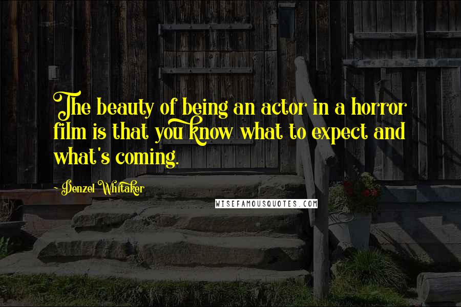 Denzel Whitaker Quotes: The beauty of being an actor in a horror film is that you know what to expect and what's coming.