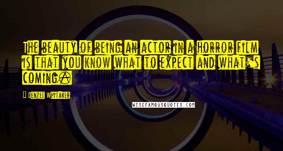Denzel Whitaker Quotes: The beauty of being an actor in a horror film is that you know what to expect and what's coming.
