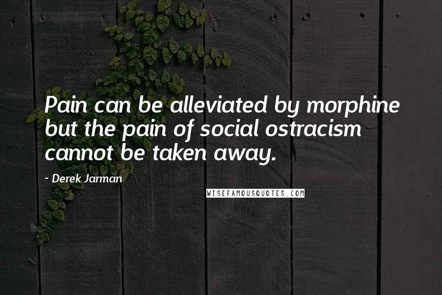 Derek Jarman Quotes: Pain can be alleviated by morphine but the pain of social ostracism cannot be taken away.