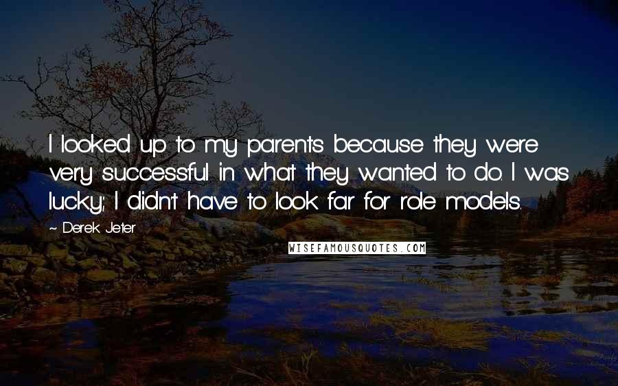 Derek Jeter Quotes: I looked up to my parents because they were very successful in what they wanted to do. I was lucky; I didn't have to look far for role models.