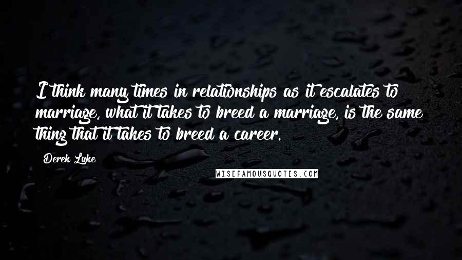 Derek Luke Quotes: I think many times in relationships as it escalates to marriage, what it takes to breed a marriage, is the same thing that it takes to breed a career.