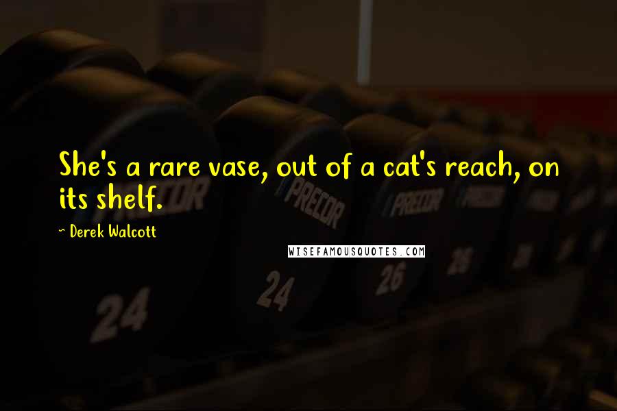 Derek Walcott Quotes: She's a rare vase, out of a cat's reach, on its shelf.