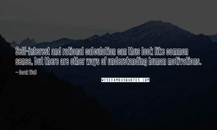 Derek Wall Quotes: Self-interest and rational calculation can thus look like common sense, but there are other ways of understanding human motivations.