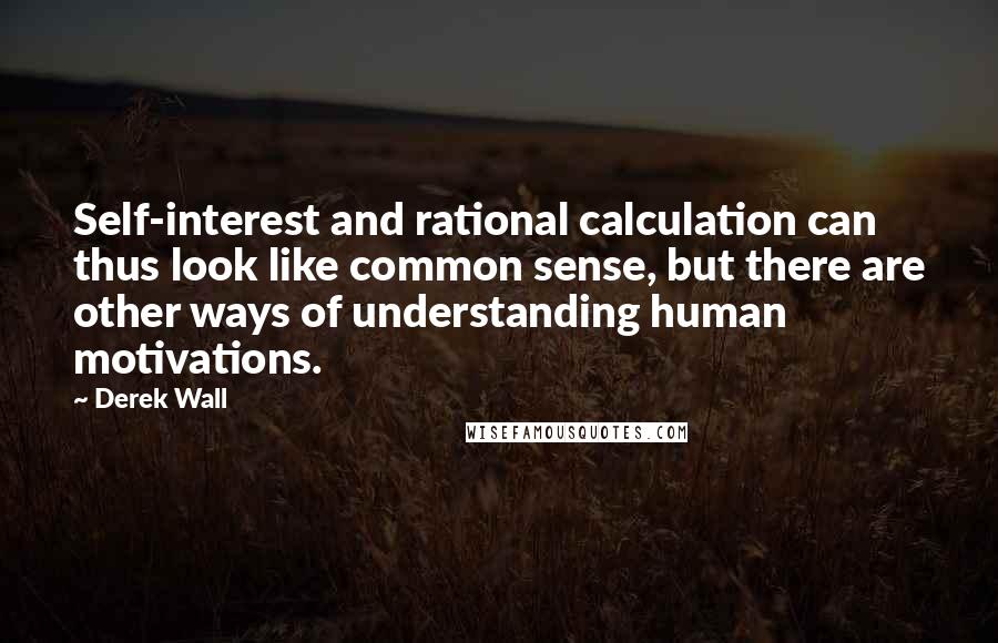 Derek Wall Quotes: Self-interest and rational calculation can thus look like common sense, but there are other ways of understanding human motivations.