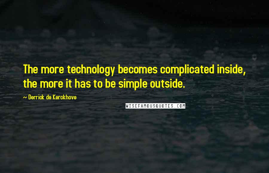 Derrick De Kerckhove Quotes: The more technology becomes complicated inside, the more it has to be simple outside.