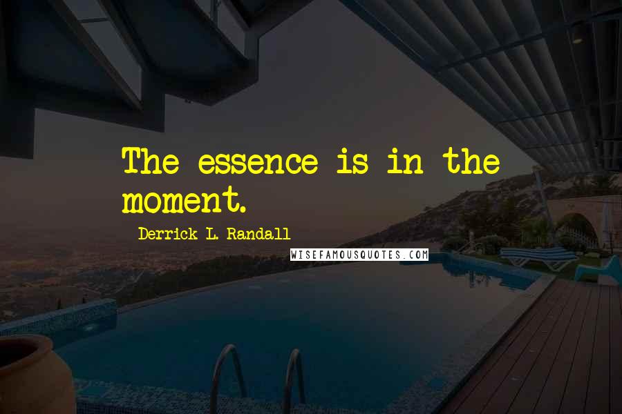 Derrick L. Randall Quotes: The essence is in the moment.