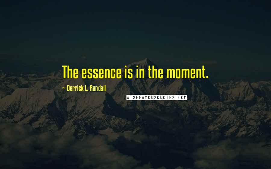 Derrick L. Randall Quotes: The essence is in the moment.