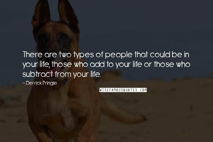 Derrick Pringle Quotes: There are two types of people that could be in your life, those who add to your life or those who subtract from your life.