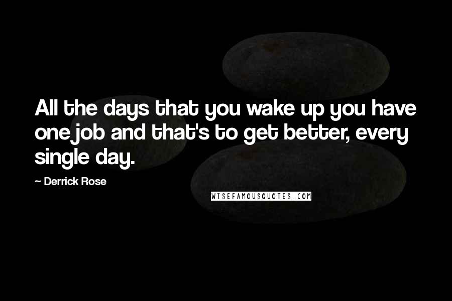 Derrick Rose Quotes: All the days that you wake up you have one job and that's to get better, every single day.