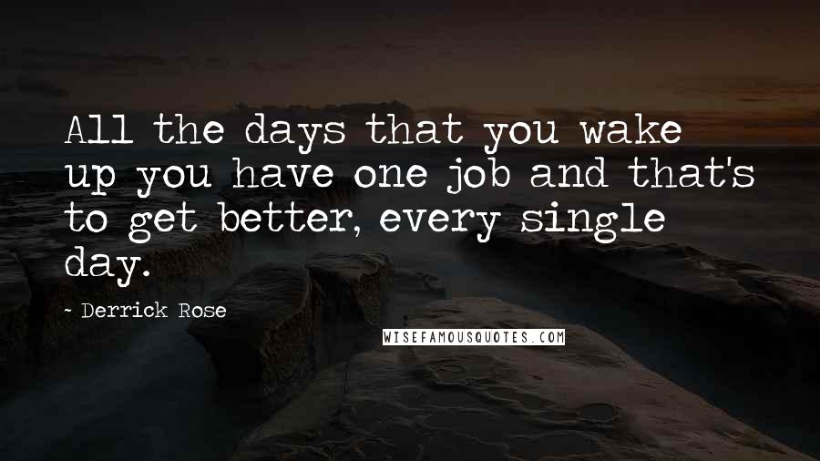 Derrick Rose Quotes: All the days that you wake up you have one job and that's to get better, every single day.