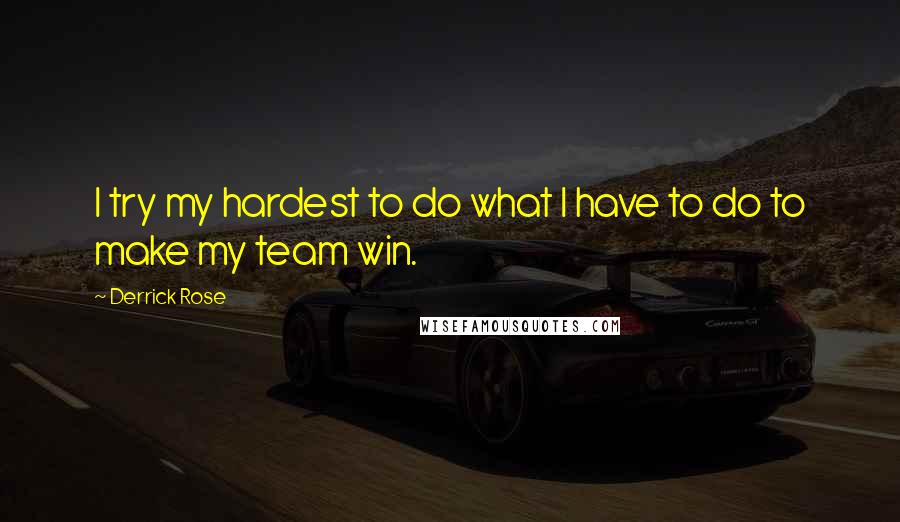 Derrick Rose Quotes: I try my hardest to do what I have to do to make my team win.