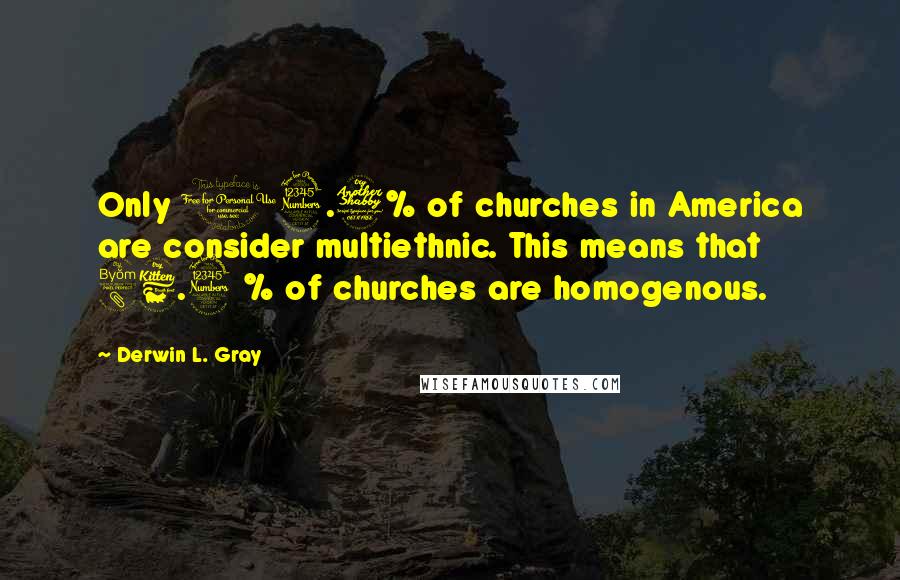 Derwin L. Gray Quotes: Only 13.7% of churches in America are consider multiethnic. This means that 86.3 % of churches are homogenous.