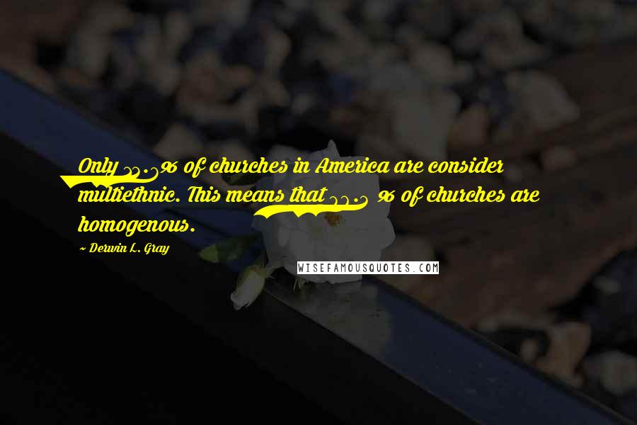 Derwin L. Gray Quotes: Only 13.7% of churches in America are consider multiethnic. This means that 86.3 % of churches are homogenous.