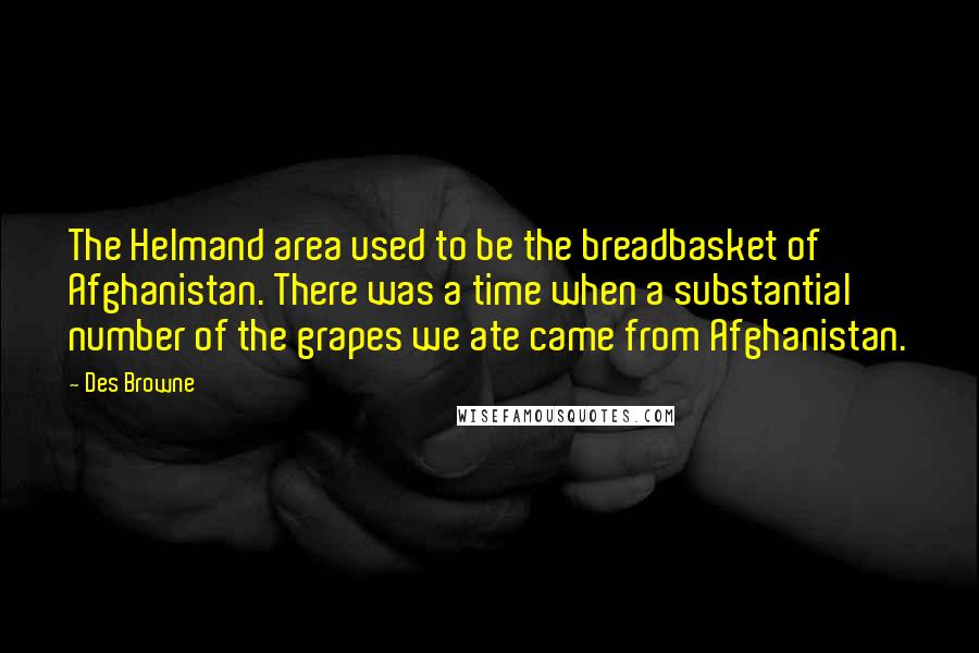 Des Browne Quotes: The Helmand area used to be the breadbasket of Afghanistan. There was a time when a substantial number of the grapes we ate came from Afghanistan.