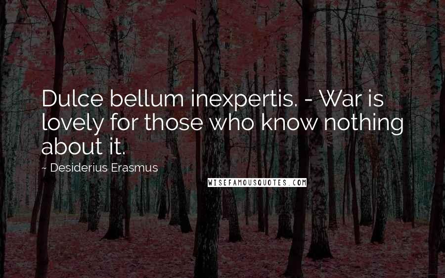 Desiderius Erasmus Quotes: Dulce bellum inexpertis. - War is lovely for those who know nothing about it.