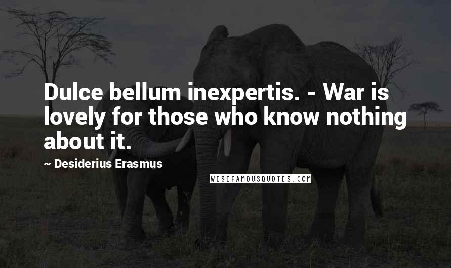 Desiderius Erasmus Quotes: Dulce bellum inexpertis. - War is lovely for those who know nothing about it.