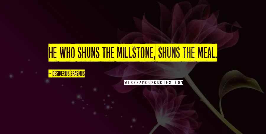 Desiderius Erasmus Quotes: He who shuns the millstone, shuns the meal.