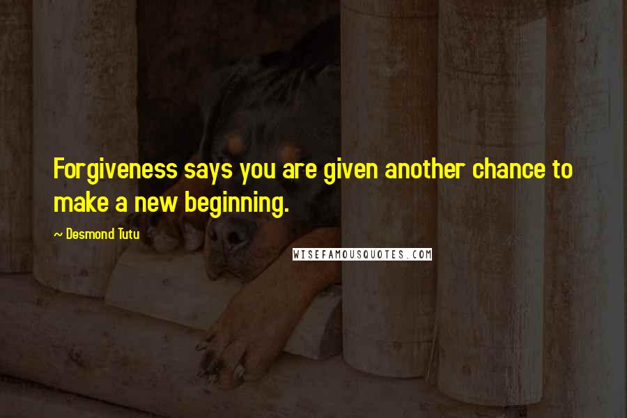 Desmond Tutu Quotes: Forgiveness says you are given another chance to make a new beginning.