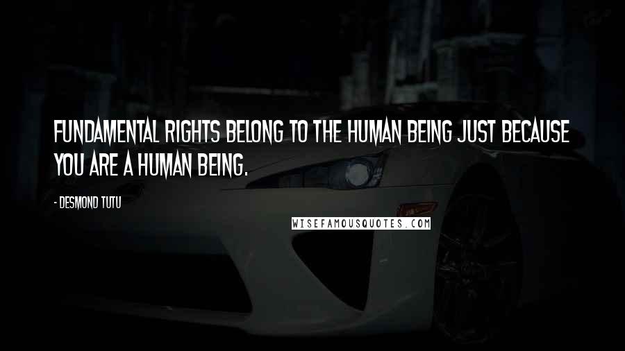 Desmond Tutu Quotes: Fundamental rights belong to the human being just because you are a human being.