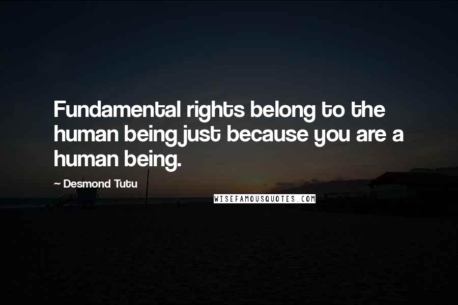 Desmond Tutu Quotes: Fundamental rights belong to the human being just because you are a human being.