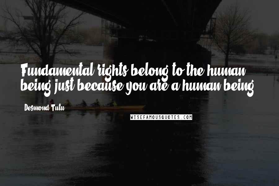 Desmond Tutu Quotes: Fundamental rights belong to the human being just because you are a human being.