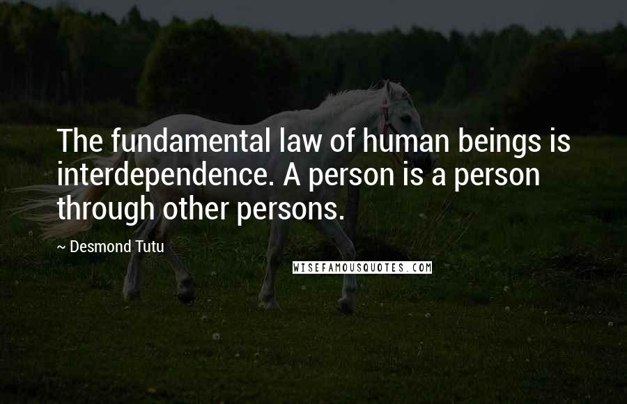 Desmond Tutu Quotes: The fundamental law of human beings is interdependence. A person is a person through other persons.