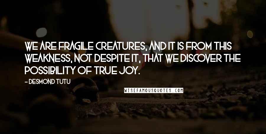 Desmond Tutu Quotes: We are fragile creatures, and it is from this weakness, not despite it, that we discover the possibility of true joy.