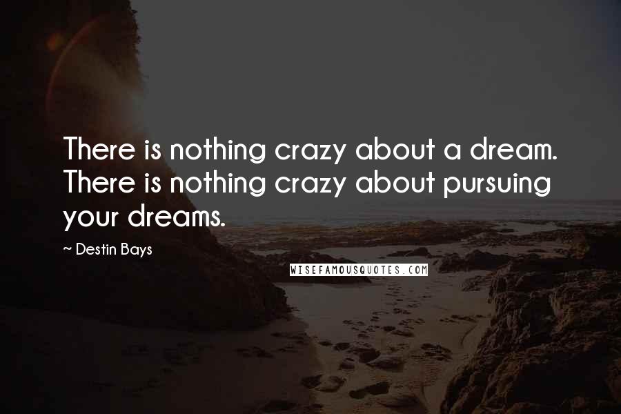 Destin Bays Quotes: There is nothing crazy about a dream. There is nothing crazy about pursuing your dreams.