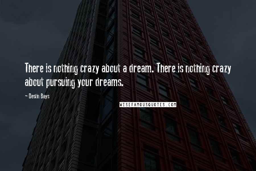 Destin Bays Quotes: There is nothing crazy about a dream. There is nothing crazy about pursuing your dreams.