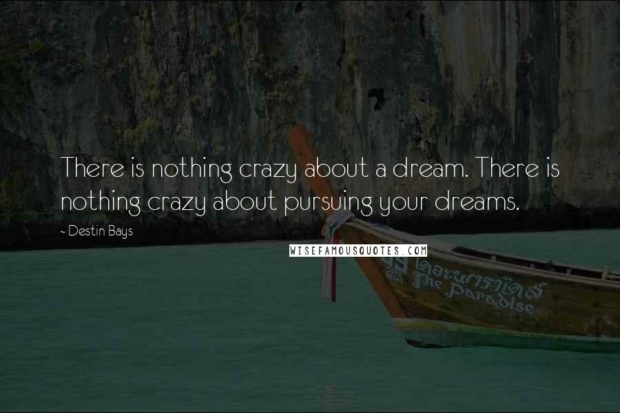 Destin Bays Quotes: There is nothing crazy about a dream. There is nothing crazy about pursuing your dreams.