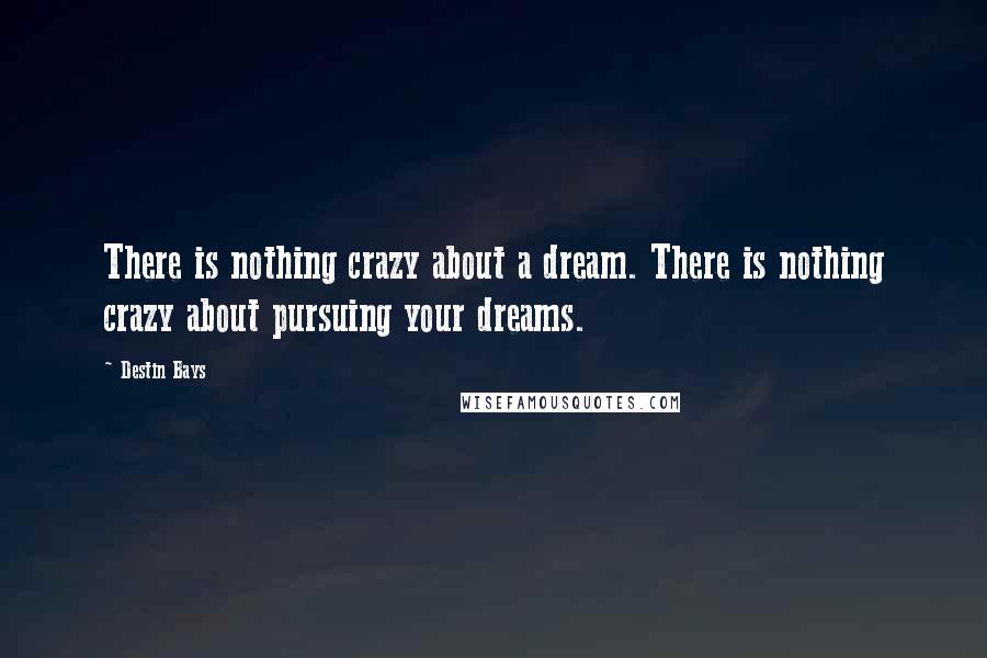 Destin Bays Quotes: There is nothing crazy about a dream. There is nothing crazy about pursuing your dreams.