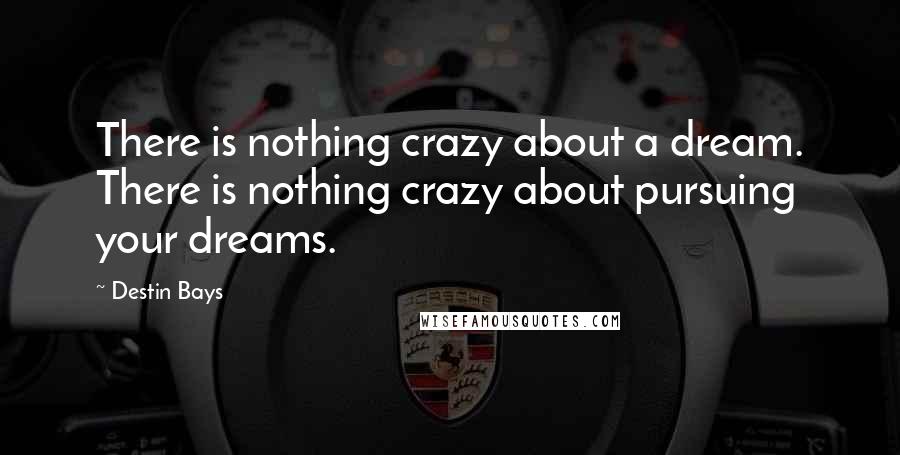 Destin Bays Quotes: There is nothing crazy about a dream. There is nothing crazy about pursuing your dreams.