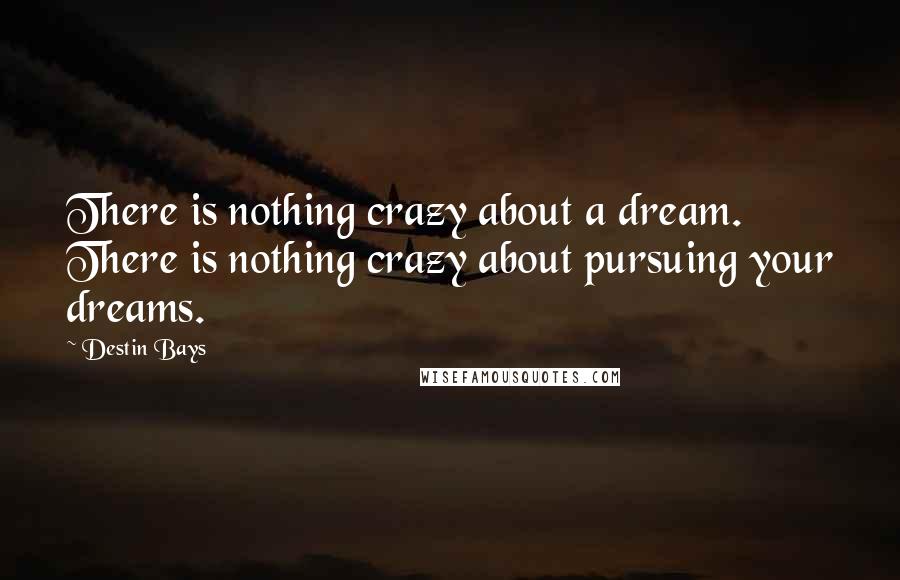 Destin Bays Quotes: There is nothing crazy about a dream. There is nothing crazy about pursuing your dreams.