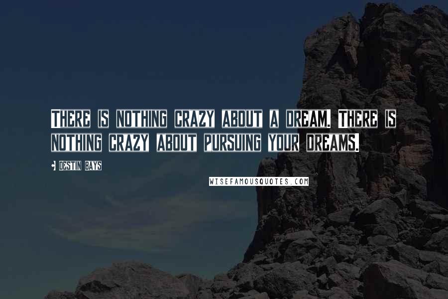 Destin Bays Quotes: There is nothing crazy about a dream. There is nothing crazy about pursuing your dreams.