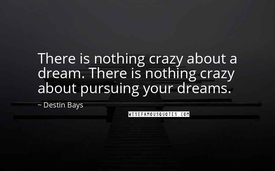 Destin Bays Quotes: There is nothing crazy about a dream. There is nothing crazy about pursuing your dreams.