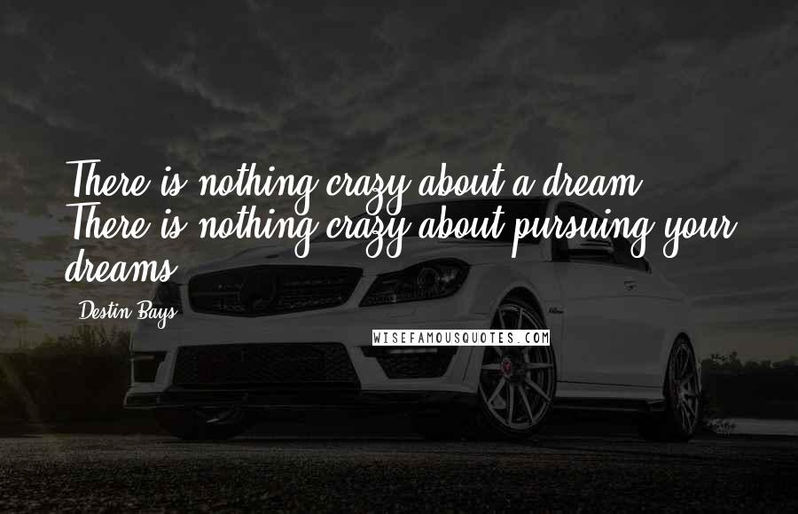 Destin Bays Quotes: There is nothing crazy about a dream. There is nothing crazy about pursuing your dreams.